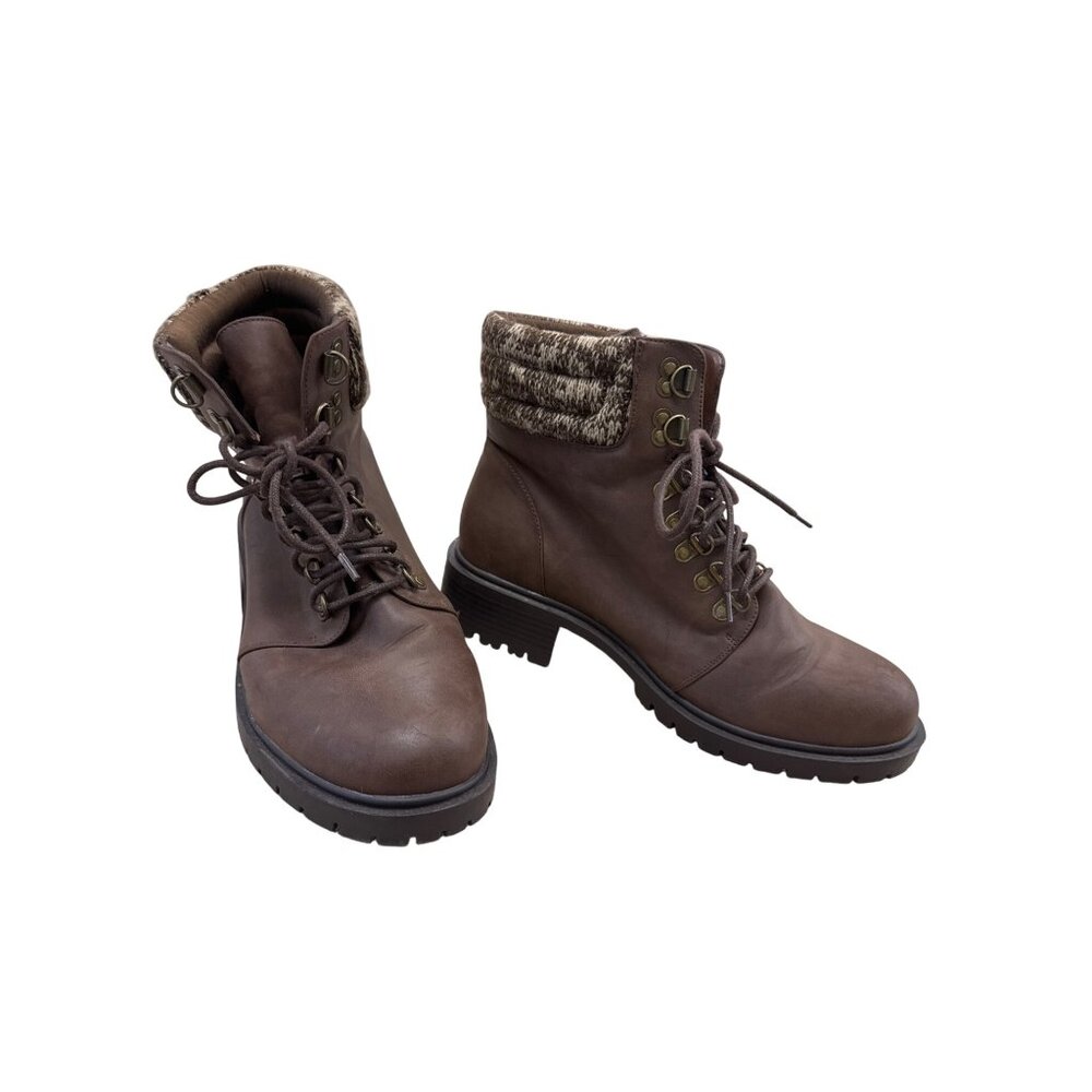 Torrid Womens Brown Faux Leather Hiking Sweater Boots Size 10 SKU 7175